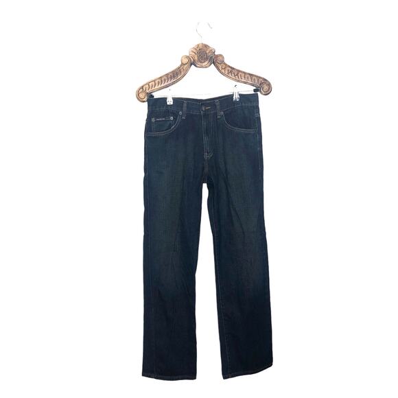 Calvin Klein Jeans Relaxed Straight Mens Jeans Dark Blue 100% Cotton 30 x 30 - Picture 1 of 9